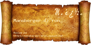 Mansberger Áron névjegykártya
